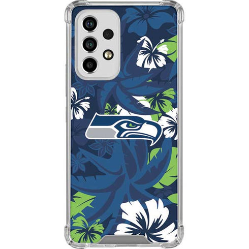 NFL Seattle Seahawks Tropical Print Galaxy A53 5G Clear Case