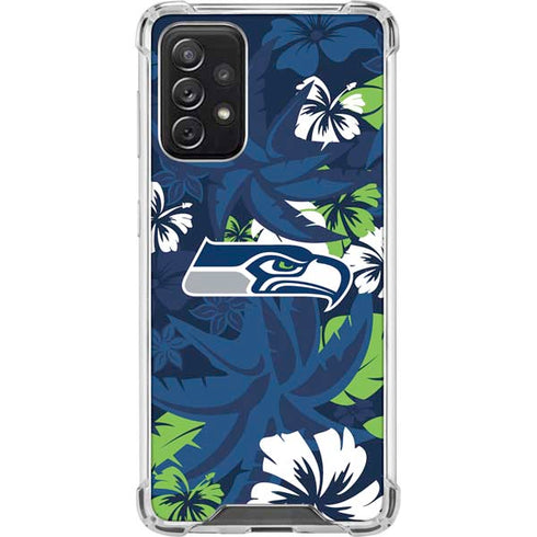 NFL Seattle Seahawks Tropical Print Galaxy A72 5G Clear Case
