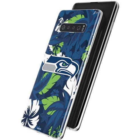 NFL Seattle Seahawks Tropical Print Galaxy S10 Plus Skin