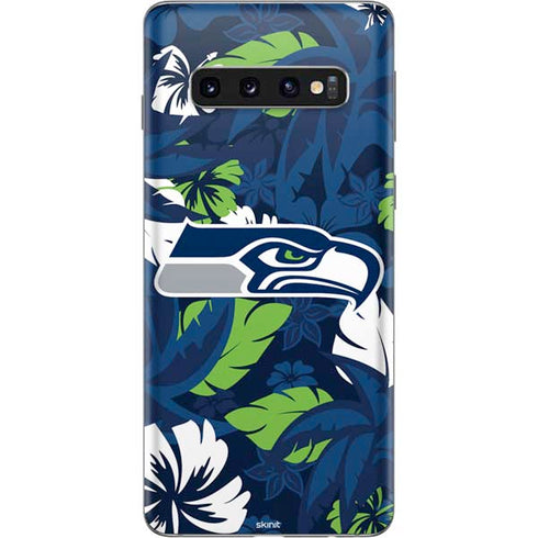 NFL Seattle Seahawks Tropical Print Galaxy S10 Skin