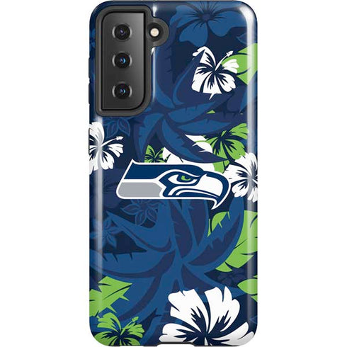 NFL Seattle Seahawks Tropical Print Galaxy S21 5G Pro Case