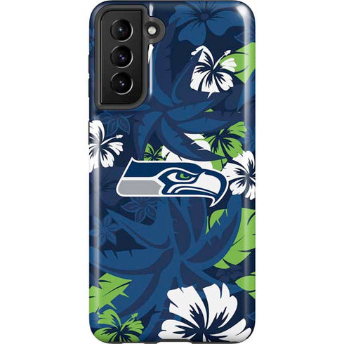 NFL Seattle Seahawks Tropical Print Galaxy S21 Plus 5G Pro Case