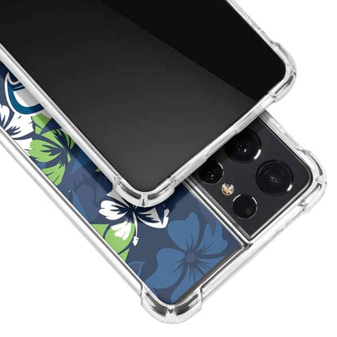 NFL Seattle Seahawks Tropical Print Galaxy S21 Ultra 5G Clear Case