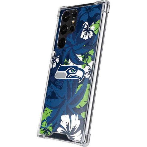 NFL Seattle Seahawks Tropical Print Galaxy S22 Ultra Clear Case