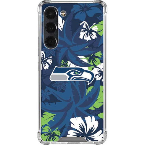 NFL Seattle Seahawks Tropical Print Galaxy S23 Plus Clear Case