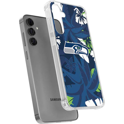 NFL Seattle Seahawks Tropical Print Galaxy S24 Plus Clear Case