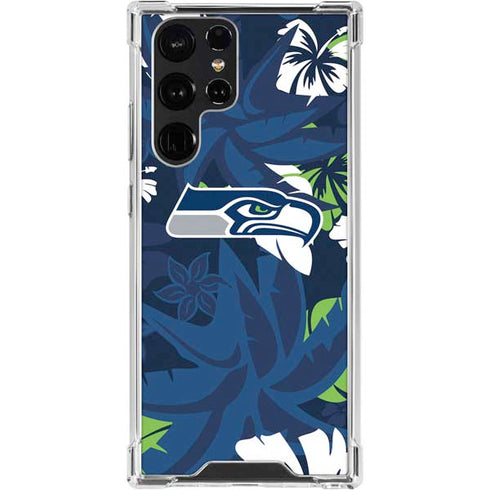 NFL Seattle Seahawks Tropical Print Galaxy S24 Ultra Clear Case