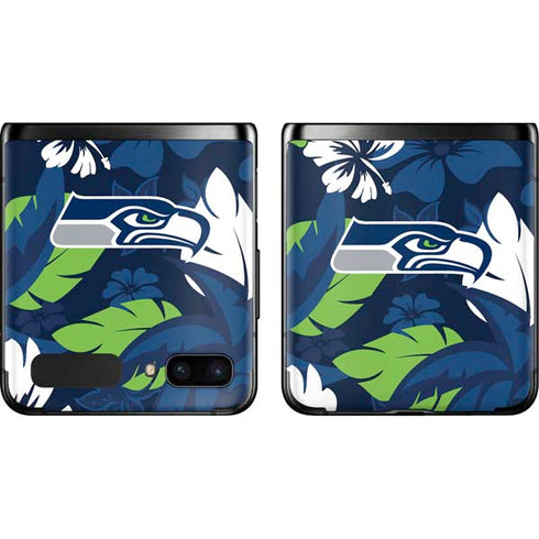 NFL Seattle Seahawks Tropical Print Galaxy Z Flip Skin