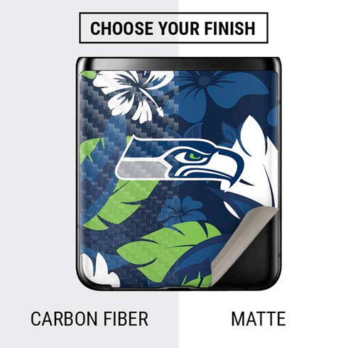 NFL Seattle Seahawks Tropical Print Galaxy Z Flip Skin