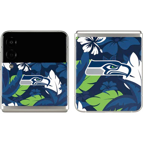 NFL Seattle Seahawks Tropical Print Galaxy Z Flip3 5G Skin