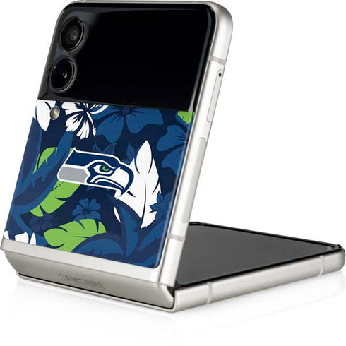 NFL Seattle Seahawks Tropical Print Galaxy Z Flip4 5G Skin