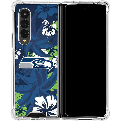 NFL Seattle Seahawks Tropical Print Galaxy Z Fold4 5G Clear Case