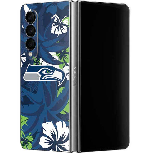 NFL Seattle Seahawks Tropical Print Galaxy Z Fold4 5G Skin