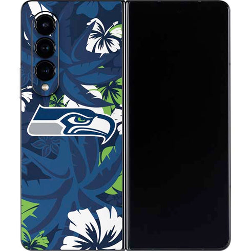 NFL Seattle Seahawks Tropical Print Galaxy Z Fold4 5G Skin