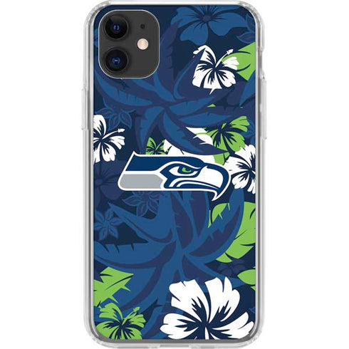NFL Seattle Seahawks Tropical Print iPhone 11 Clear Case