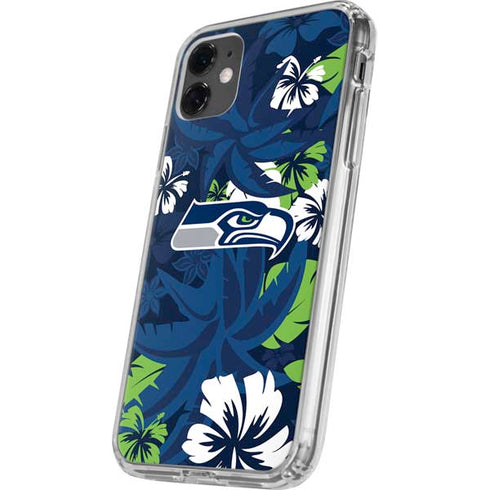 NFL Seattle Seahawks Tropical Print iPhone 11 Clear Case