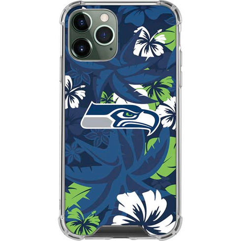 NFL Seattle Seahawks Tropical Print iPhone 11 Pro Max Clear Case