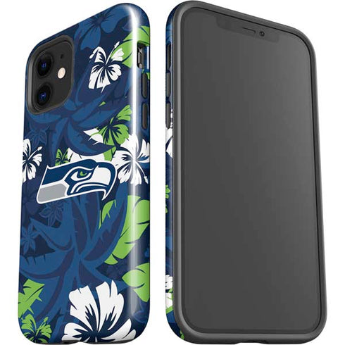 NFL Seattle Seahawks Tropical Print iPhone 12 Impact Case