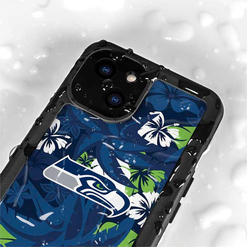 NFL Seattle Seahawks Tropical Print iPhone 13 Mini Waterproof Case