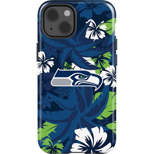 NFL Seattle Seahawks Tropical Print iPhone 15 Impact Case