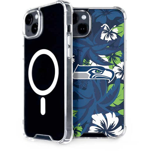 NFL Seattle Seahawks Tropical Print iPhone 15 Plus MagSafe Case