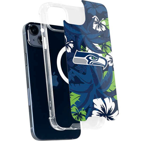 NFL Seattle Seahawks Tropical Print iPhone 15 Plus MagSafe Case