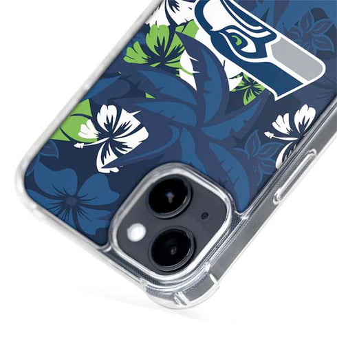 NFL Seattle Seahawks Tropical Print iPhone 15 Plus MagSafe Case