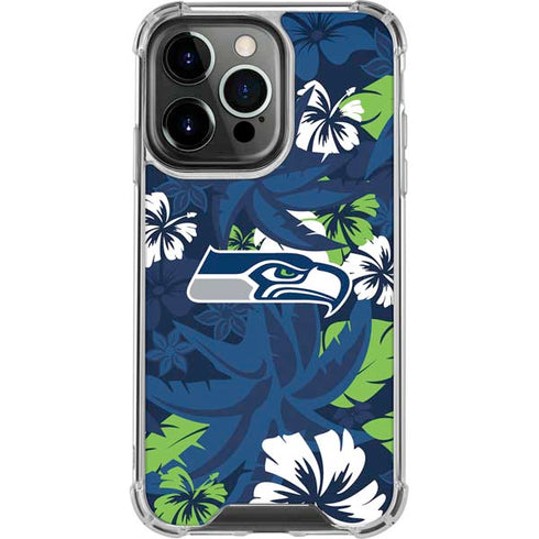 NFL Seattle Seahawks Tropical Print iPhone 15 Pro Clear Case
