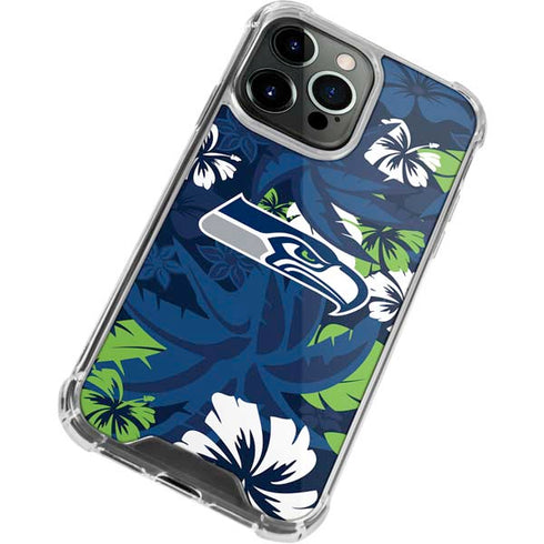 NFL Seattle Seahawks Tropical Print iPhone 15 Pro Clear Case