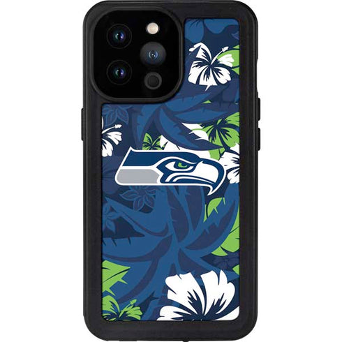 NFL Seattle Seahawks Tropical Print iPhone 14 Pro Max Waterproof Case