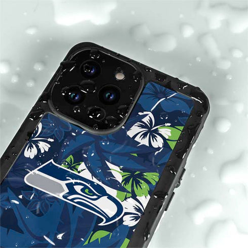 NFL Seattle Seahawks Tropical Print iPhone 14 Pro Max Waterproof Case