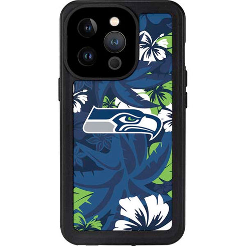 NFL Seattle Seahawks Tropical Print iPhone 14 Pro Waterproof Case