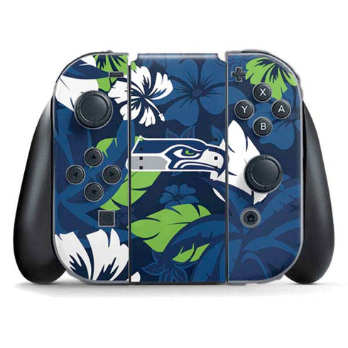 NFL Seattle Seahawks Tropical Print Nintendo Switch (2017-2021) Joy-Con Controller Skin
