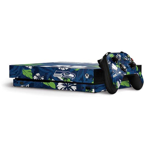 NFL Seattle Seahawks Tropical Print Xbox One X Bundle Skin
