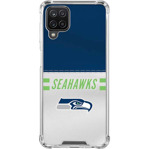 NFL Seattle Seahawks White Striped Galaxy A12 Clear Case
