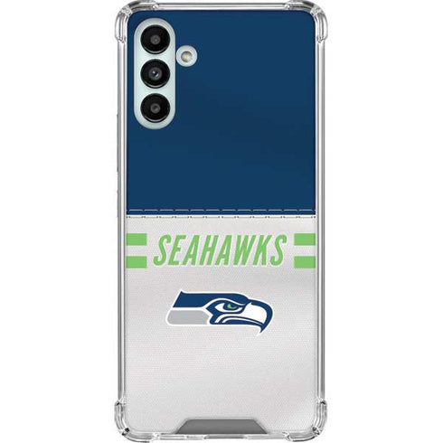 NFL Seattle Seahawks White Striped Galaxy A13 5G Clear Case