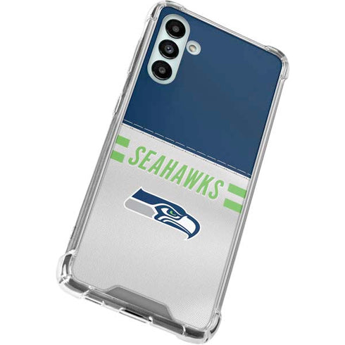 NFL Seattle Seahawks White Striped Galaxy A13 5G Clear Case