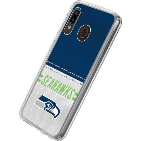 NFL Seattle Seahawks White Striped Galaxy A20 Clear Case