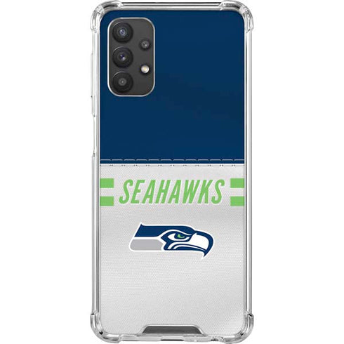 NFL Seattle Seahawks White Striped Galaxy A32 5G Clear Case
