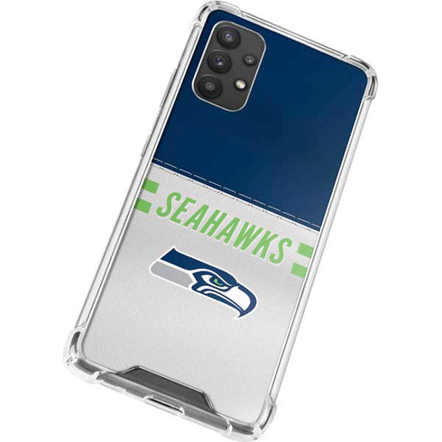 NFL Seattle Seahawks White Striped Galaxy A32 5G Clear Case