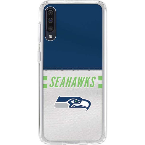 NFL Seattle Seahawks White Striped Galaxy A50 Clear Case