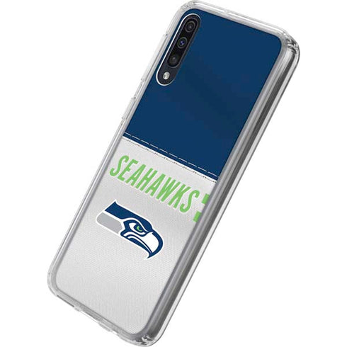 NFL Seattle Seahawks White Striped Galaxy A50 Clear Case