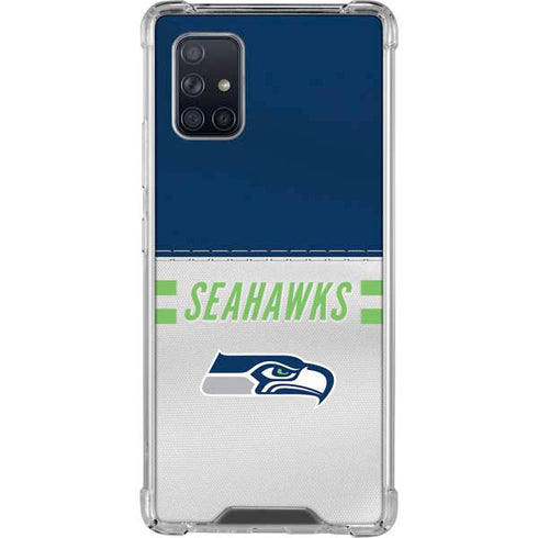 NFL Seattle Seahawks White Striped Galaxy A71 5G Clear Case