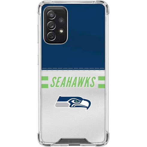 NFL Seattle Seahawks White Striped Galaxy A72 5G Clear Case