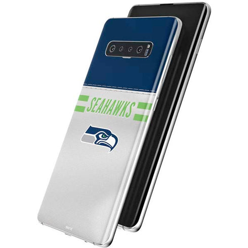 NFL Seattle Seahawks White Striped Galaxy S10 Plus Skin