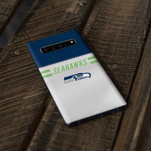 NFL Seattle Seahawks White Striped Galaxy S10 Skin