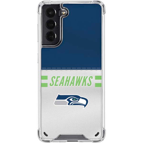 NFL Seattle Seahawks White Striped Galaxy S21 5G Clear Case