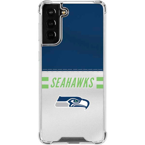 NFL Seattle Seahawks White Striped Galaxy S21 FE Clear Case
