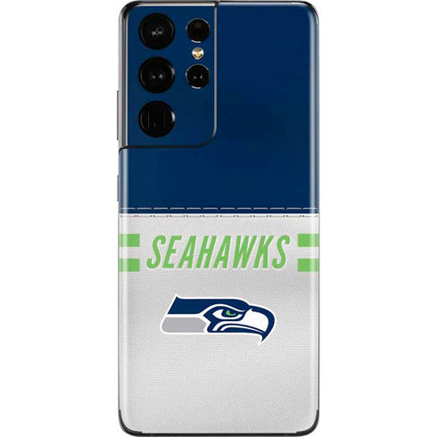 NFL Seattle Seahawks White Striped Galaxy S21 Ultra 5G Skin