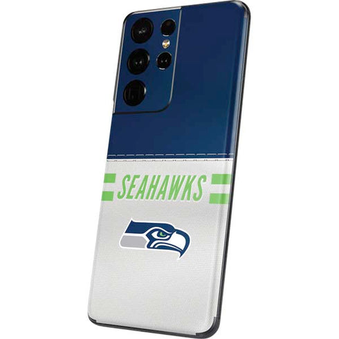 NFL Seattle Seahawks White Striped Galaxy S21 Ultra 5G Skin
